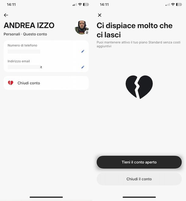 Chiudere conto Revolut