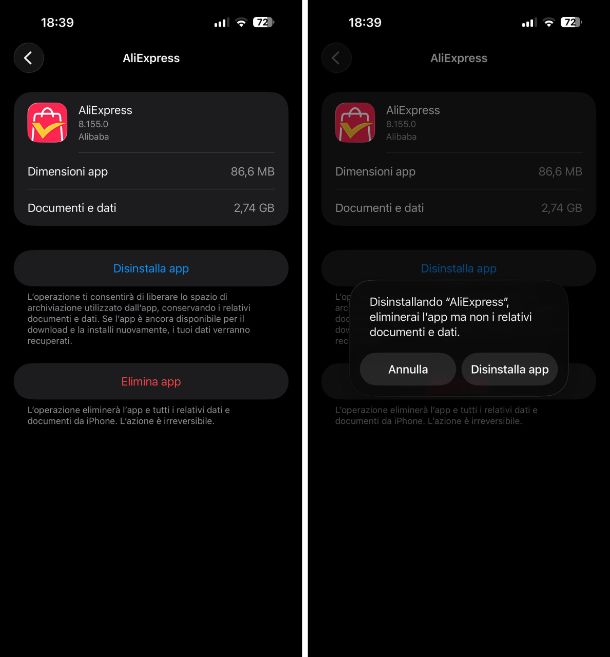 Disinstallare le app non utilizzate
