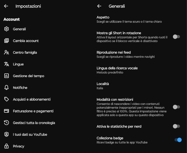 modalit&agrave; con restrizioni su app YouTube