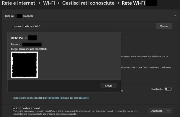 Scoprire QR code password Wi-Fi Windows