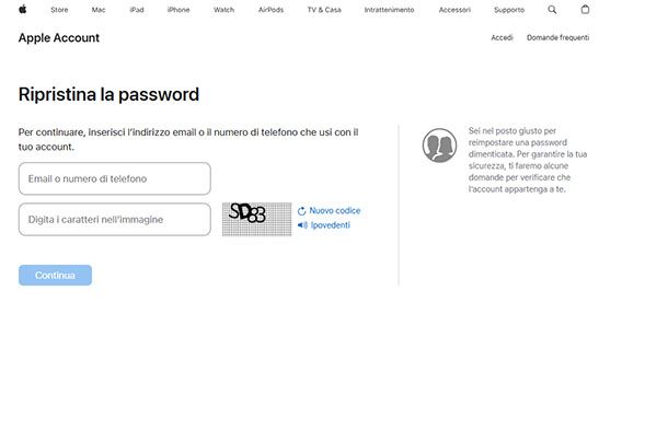 Forgot account Apple