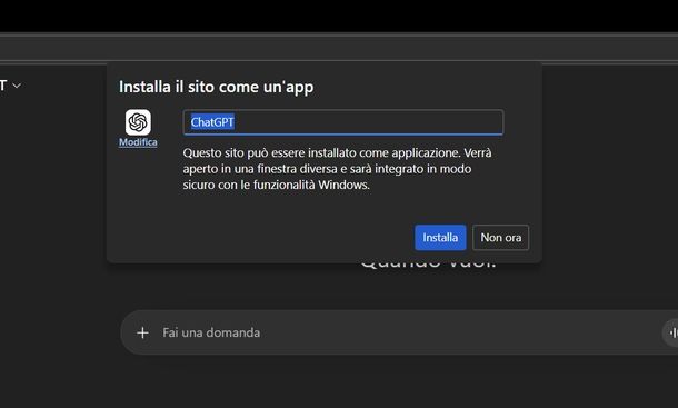 Creare Webapp ChatGPT Microsoft Edge