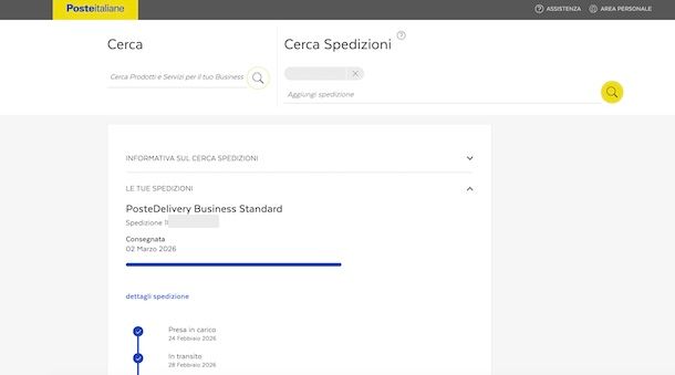 Rintracciare un pacco Poste Delivery Business