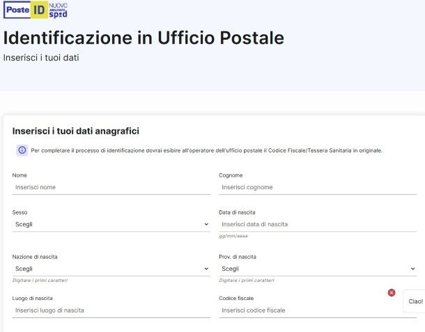 SPID in ufficio postale