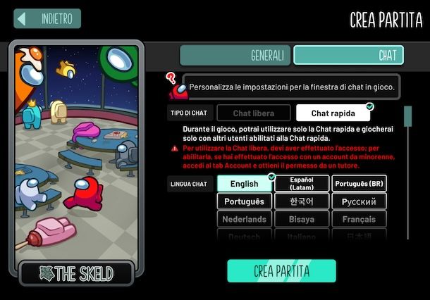 Chat libera su Among Us