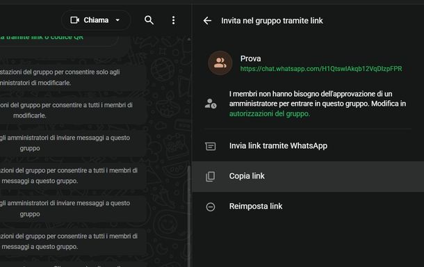 Creare gruppo su WhatsApp con link Windows