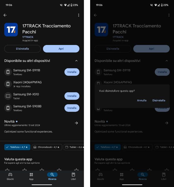 Disinstallare le app non utilizzate