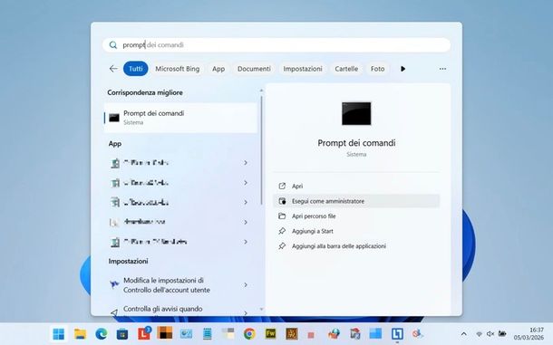 prompt dei comandi Windows 11