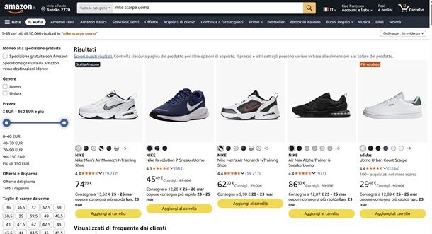 Siti per scarpe Nike