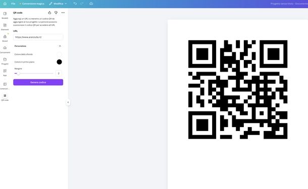 Creare QR Code Canva Web