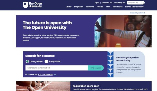 home page sito The Open University