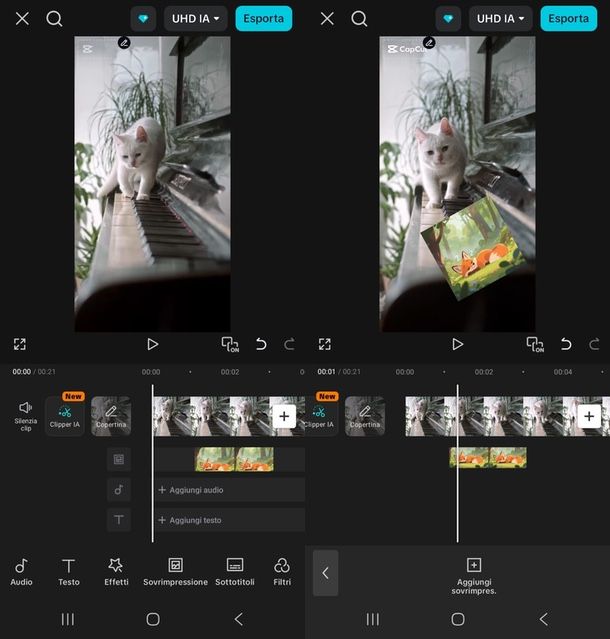 CapCut sovrapporre foto a video