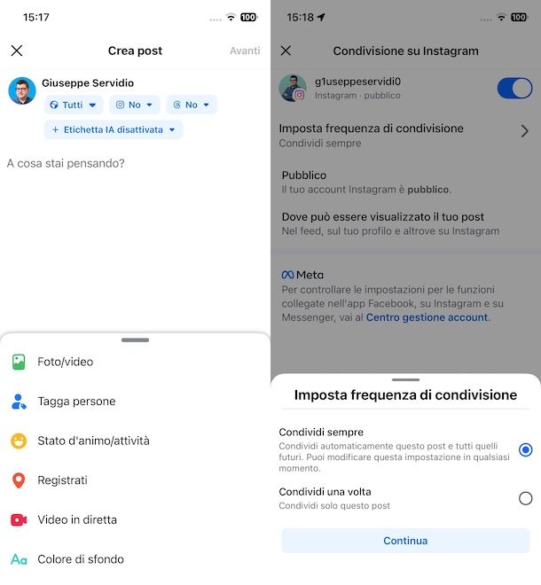 Come condividere un post di Facebook su Instagram