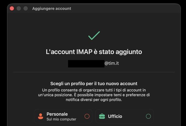Aggiungere account Alice Mail Microsoft Outlook macOS