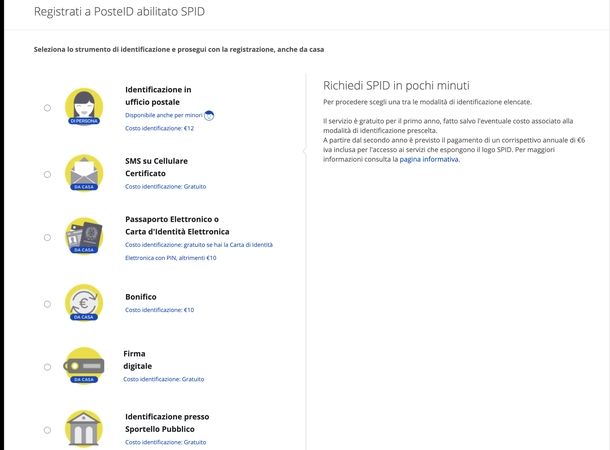 Attivazione gratuita PosteID