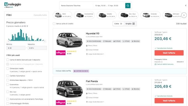 pagina sito TiNoleggio