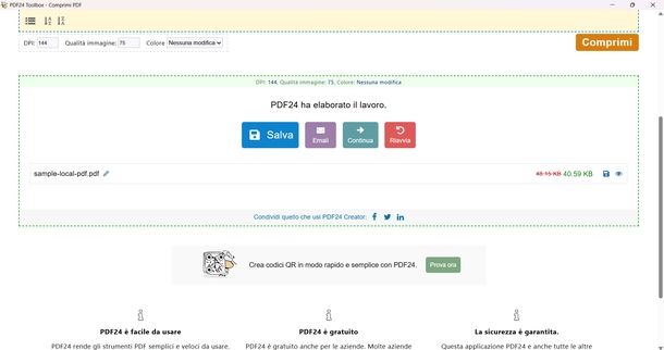 Ridurre dimensioni file PDF PDF24 Creator