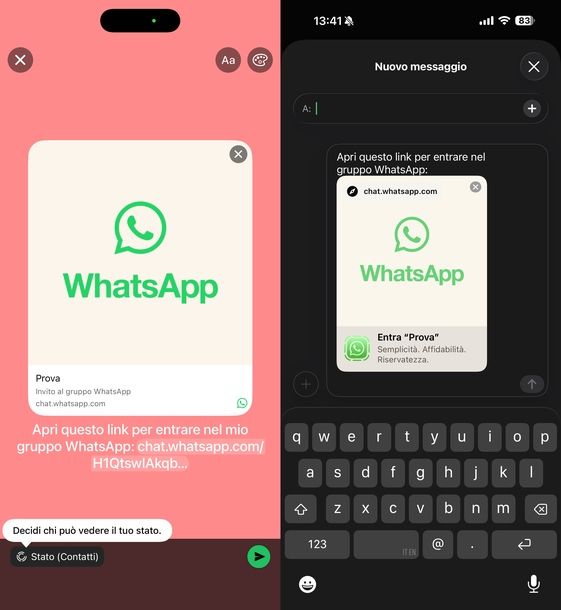 Creare gruppo su WhatsApp con link iOS