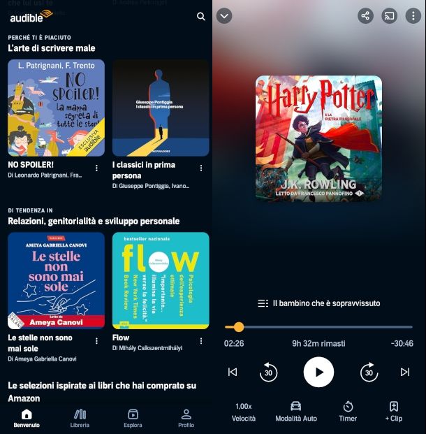schermate app Audible