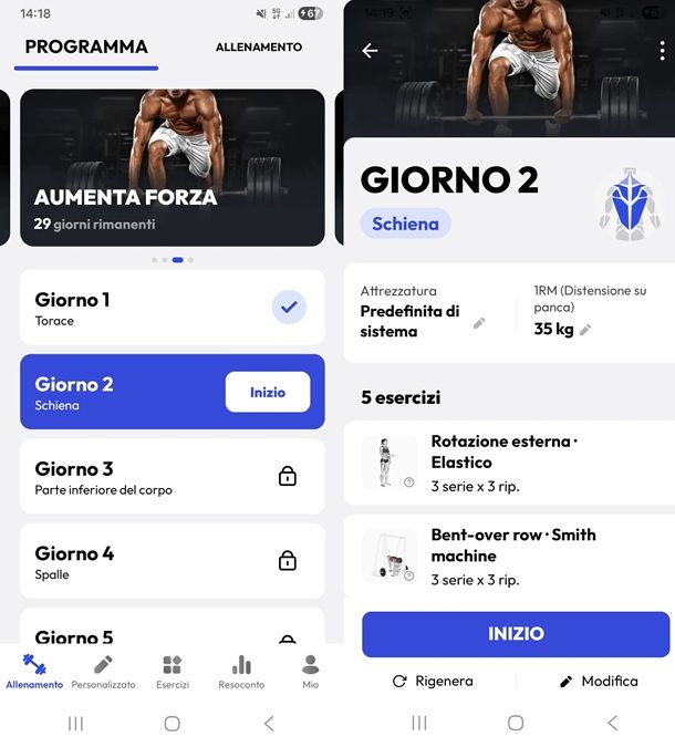 esercizi in palestra