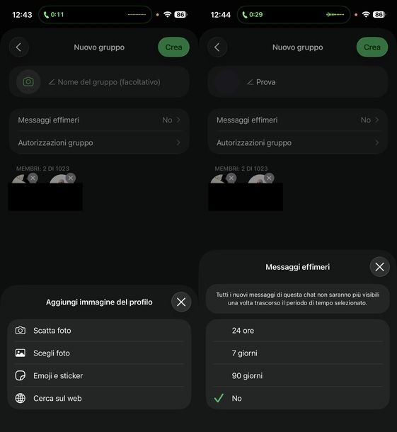 Creare gruppo su WhatsApp iOS