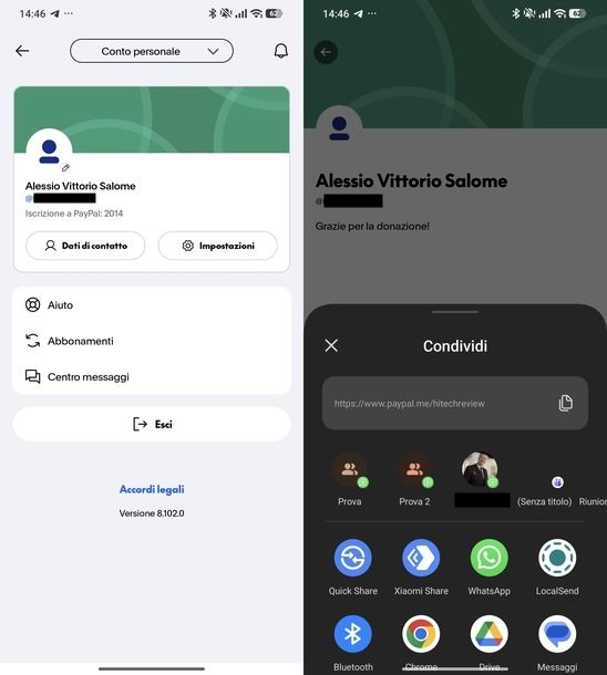 Come inviare link PayPal senza importo app