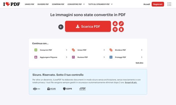 Convertire JPG in PDF iLovePDF Web