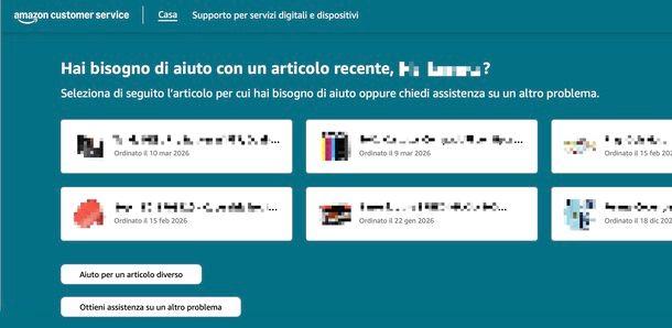 tasto Contattare Amazon Prime PC