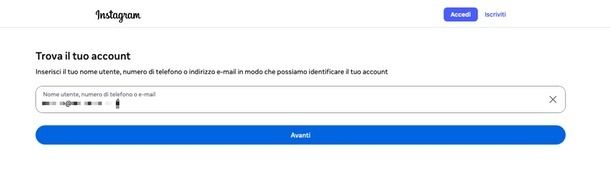 Instagram account hackerato