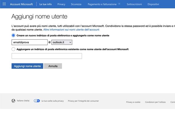 Aggiungere alias email Outlook