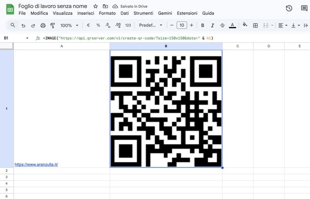Generare QR Code Fogli Google