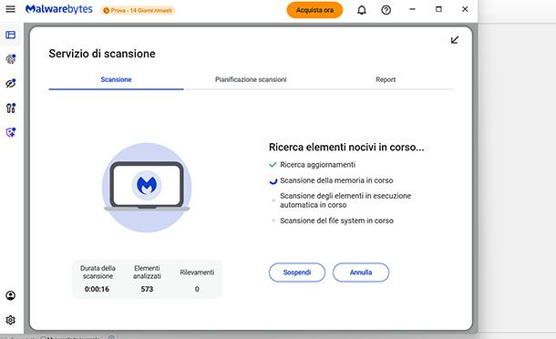 Scansione Malwarebytes