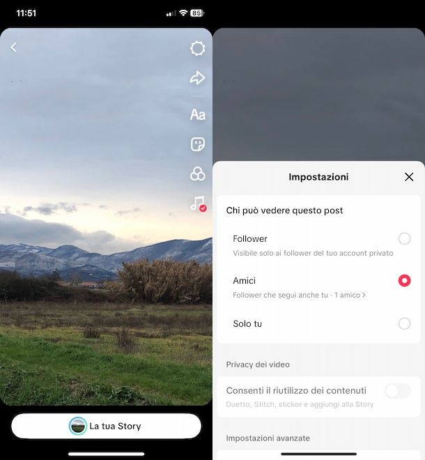 Nascondere le storie su TikTok
