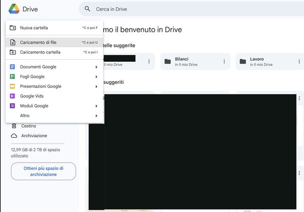 Caricare file su Google Drive