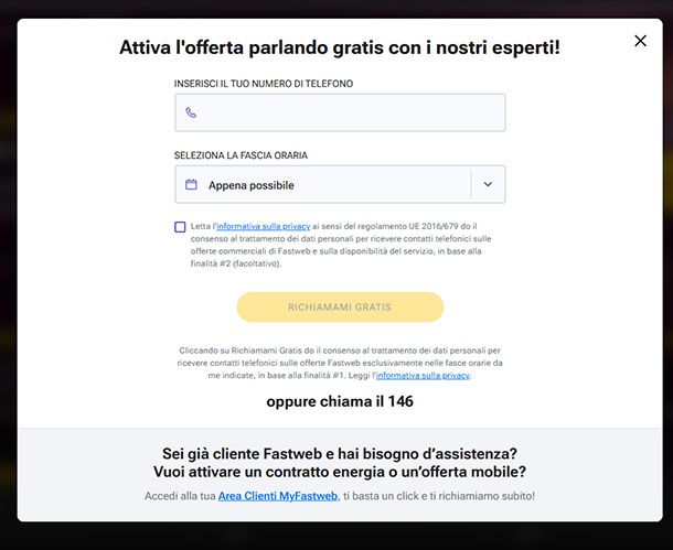 Fastweb Energia contatto