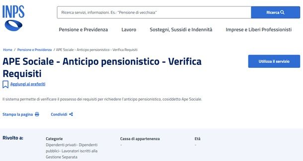 ape sociale quando quanto