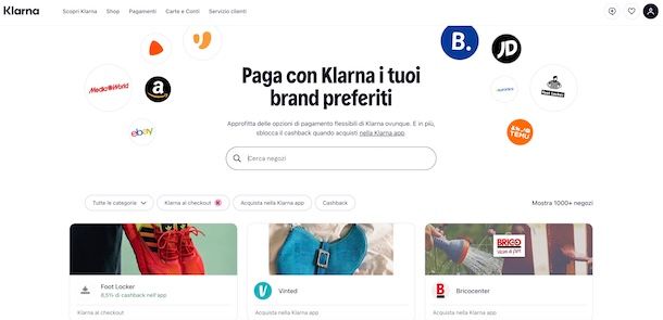 Negozi per pagare con Klarna