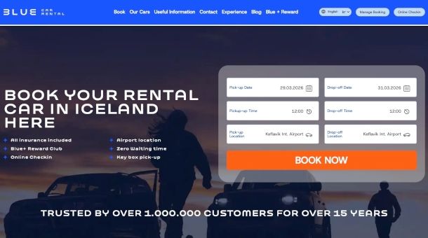home page sito Blue Car Rental