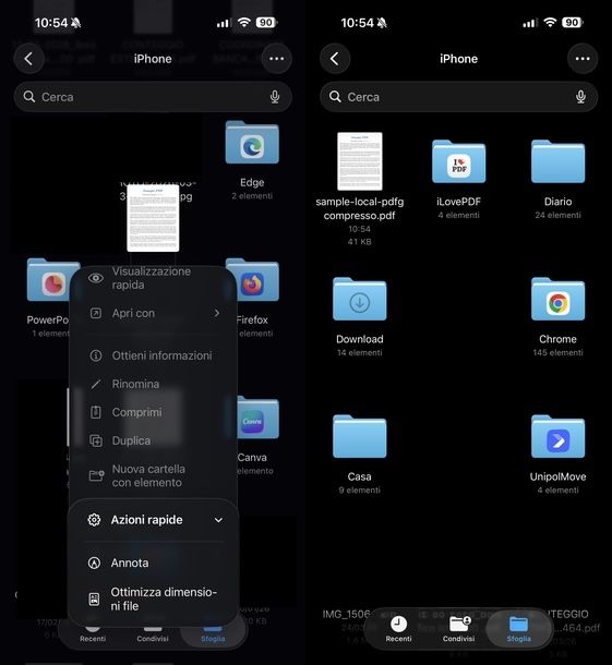 Ridurre dimensioni file PDF Anteprima iOS