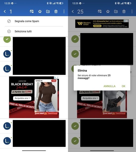 Eliminare tutte email Libero Mail Android