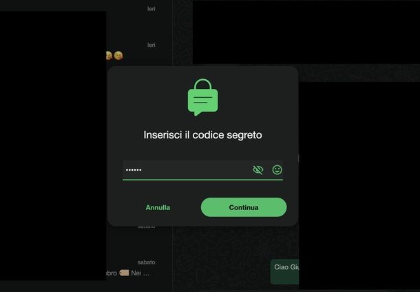 Togliere lucchetto chat WhatsApp PC