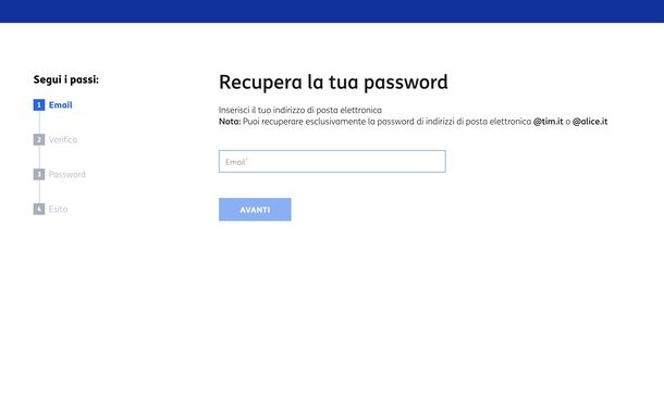 Recuperare password TIM Mail