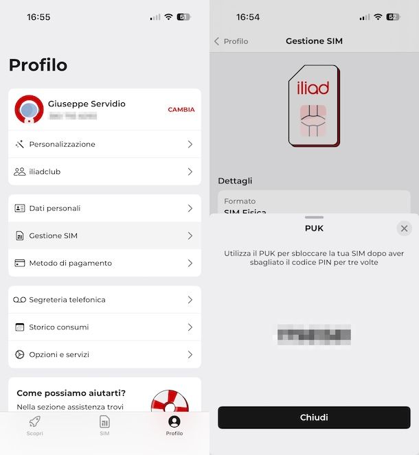 Come trovare PUK iliad