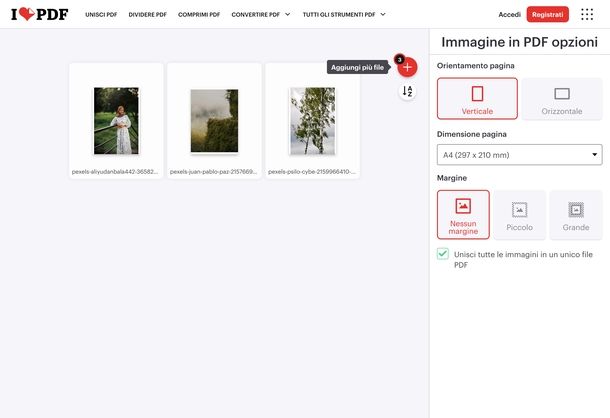 Convertire JPG in PDF iLovePDF Web