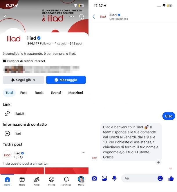 Come contattare iliad