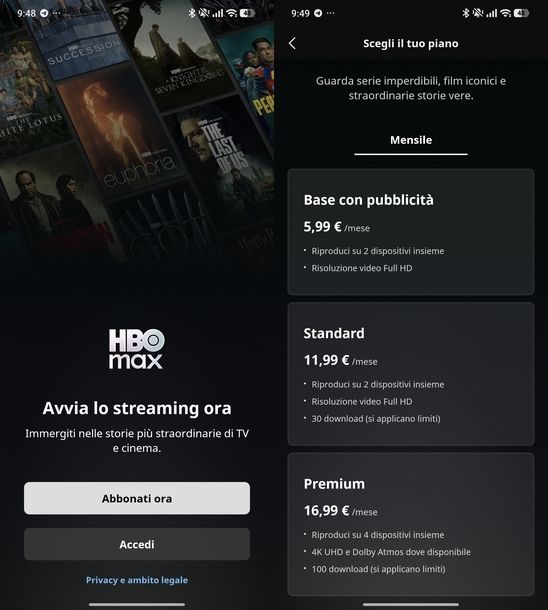 Vedere HBO Max app Android