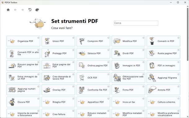 Schermata principale di PDF24 Toolbox
