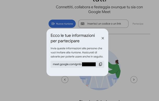Creare link Meet Web