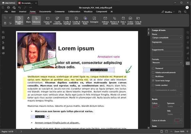 Editor PDF di ONLYOFFICE