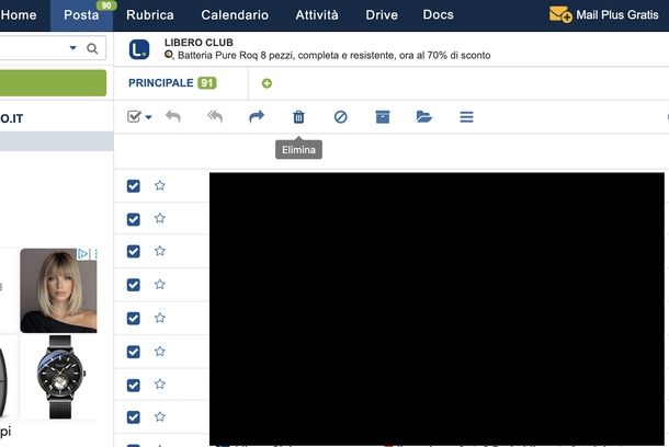 Eliminare tutte email Libero Mail Web